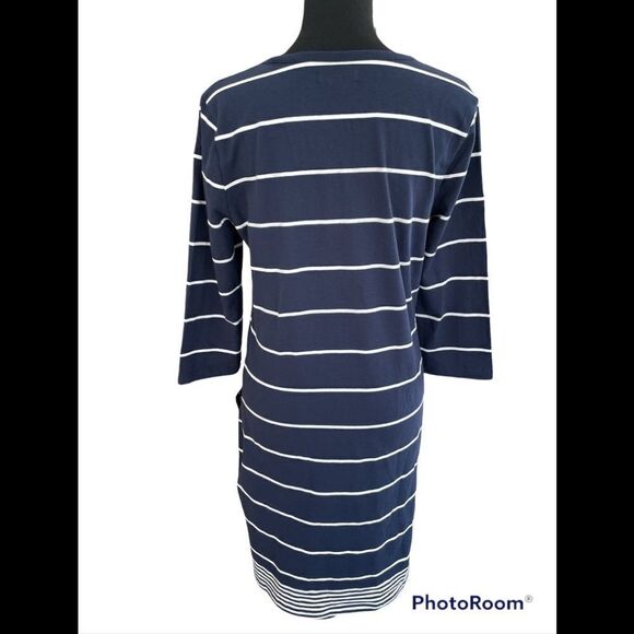 NEW with tags Nautica blue/ white stripe tee shirt style jersey knit dress, sz M - Picture 3 of 4